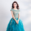 NZ Bridal Luxury Peacock Blue Pleated Skirt Lace Embroidery Wedding Dress Mesh Pettiskirt Gown Party Dress