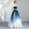 Sleeveless Blue Gradient Light Yarn Romantic Evening Dress