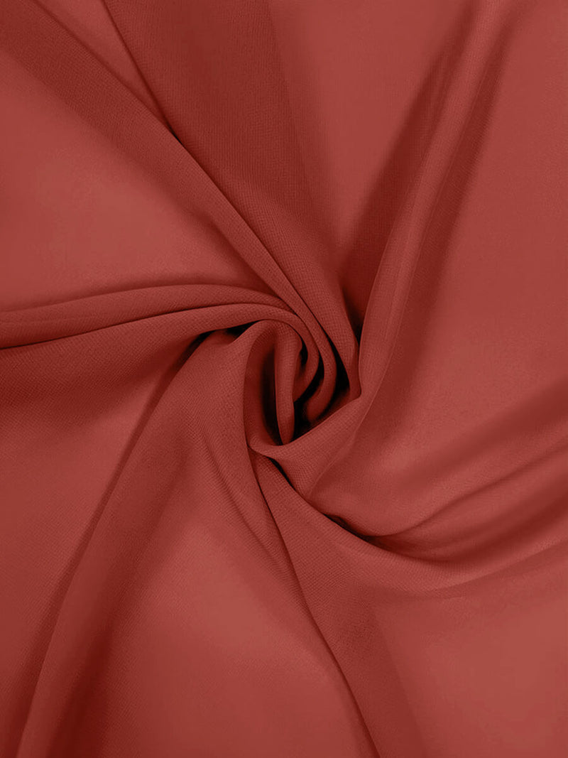 NZBridal Chiffon Fabric By The 1/2 Yard Rusty Red