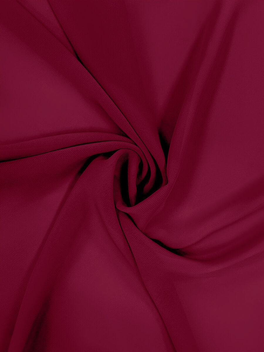 NZBridal Chiffon Fabric By The 1/2 Yard Wine Red