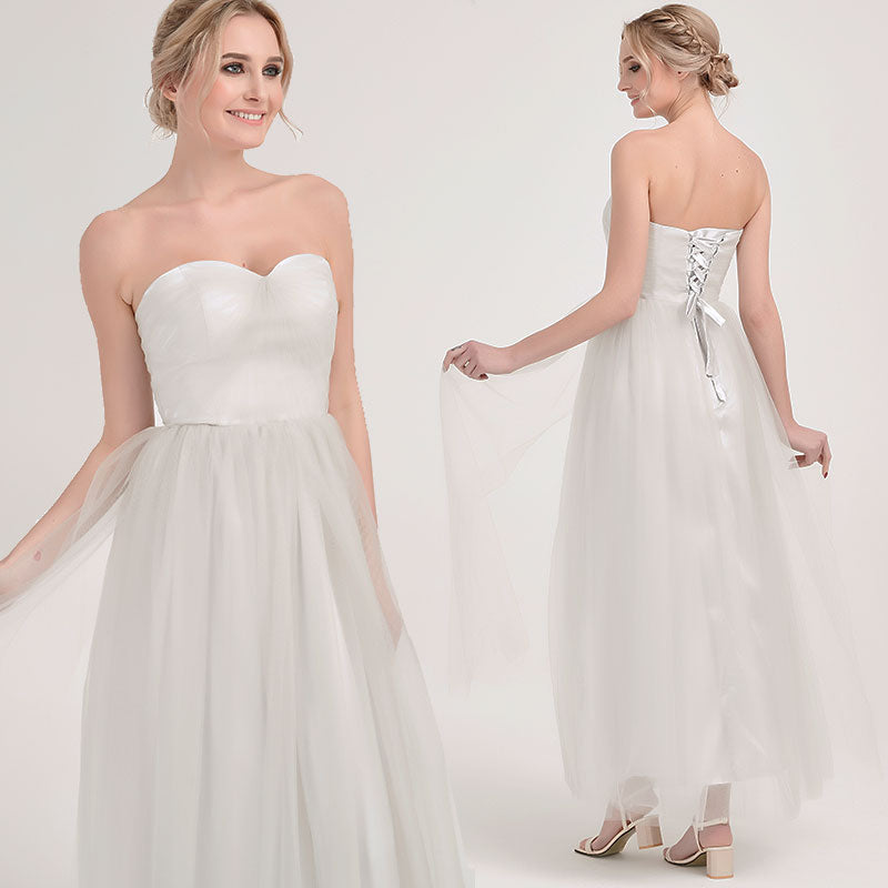 [Final Sale] Silver Grey Multi Way Soft Tulle Bridesmaid Dress -Bella