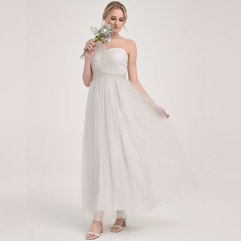 [Final Sale] Silver Grey Multi Way Soft Tulle Bridesmaid Dress -Bella