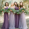 Dark Purple Multi Ways Wrapping Convertible Bridesmaid Dress Strapless Sweetheart Tulle A-line Gown For Bridesmaid Party-Alice