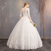 Lace Flower Sheer Sleeves Elegant Wedding Gown