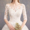 Lace Flower Sheer Sleeves Elegant Wedding Gown