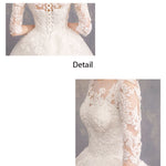 Lace Flower Sheer Sleeves Elegant Wedding Gown