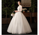 Vintage High Collar Lace Flower Wedding Gown