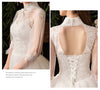 Vintage High Collar Lace Flower Wedding Gown