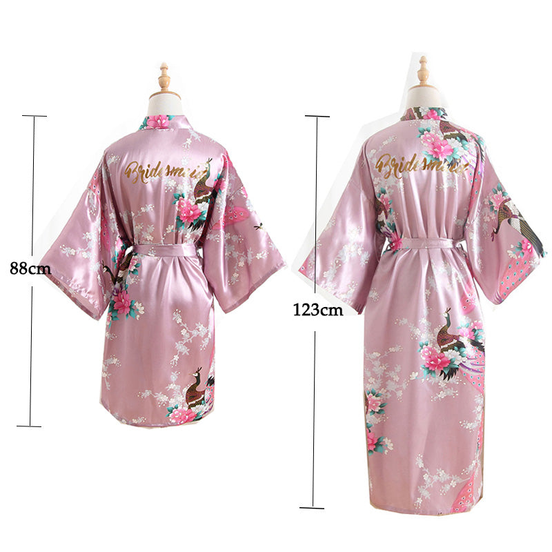  Floral Silk Bridal Party Robes Bridesmaid Robes 88cm&123cm