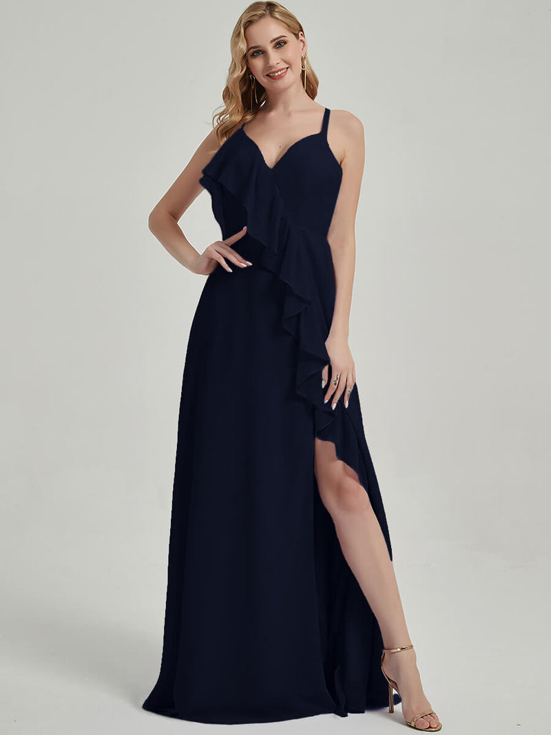 Floor length chiffon fabric Bridesmaid Dress