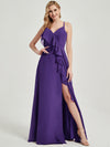 Floor length slit chiffon Fabric Bridesmaid Dress