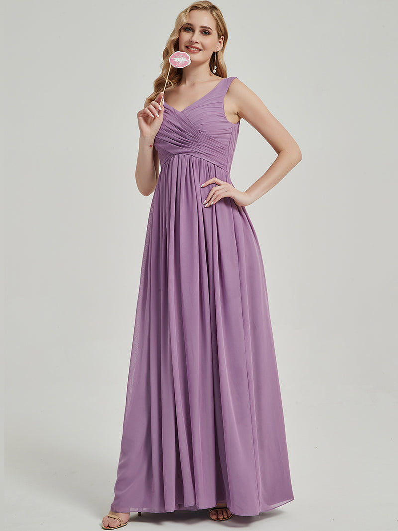 [Special Color] Wisteria Sleeveless Pleated Empire Chiffon Bridesmaid Dress