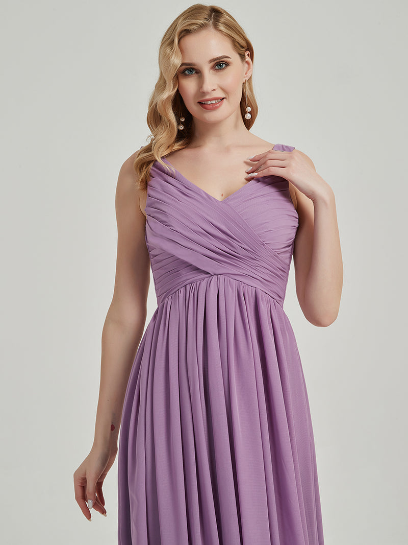 [Special Color] Wisteria Sleeveless Pleated Empire Chiffon Bridesmaid Dress