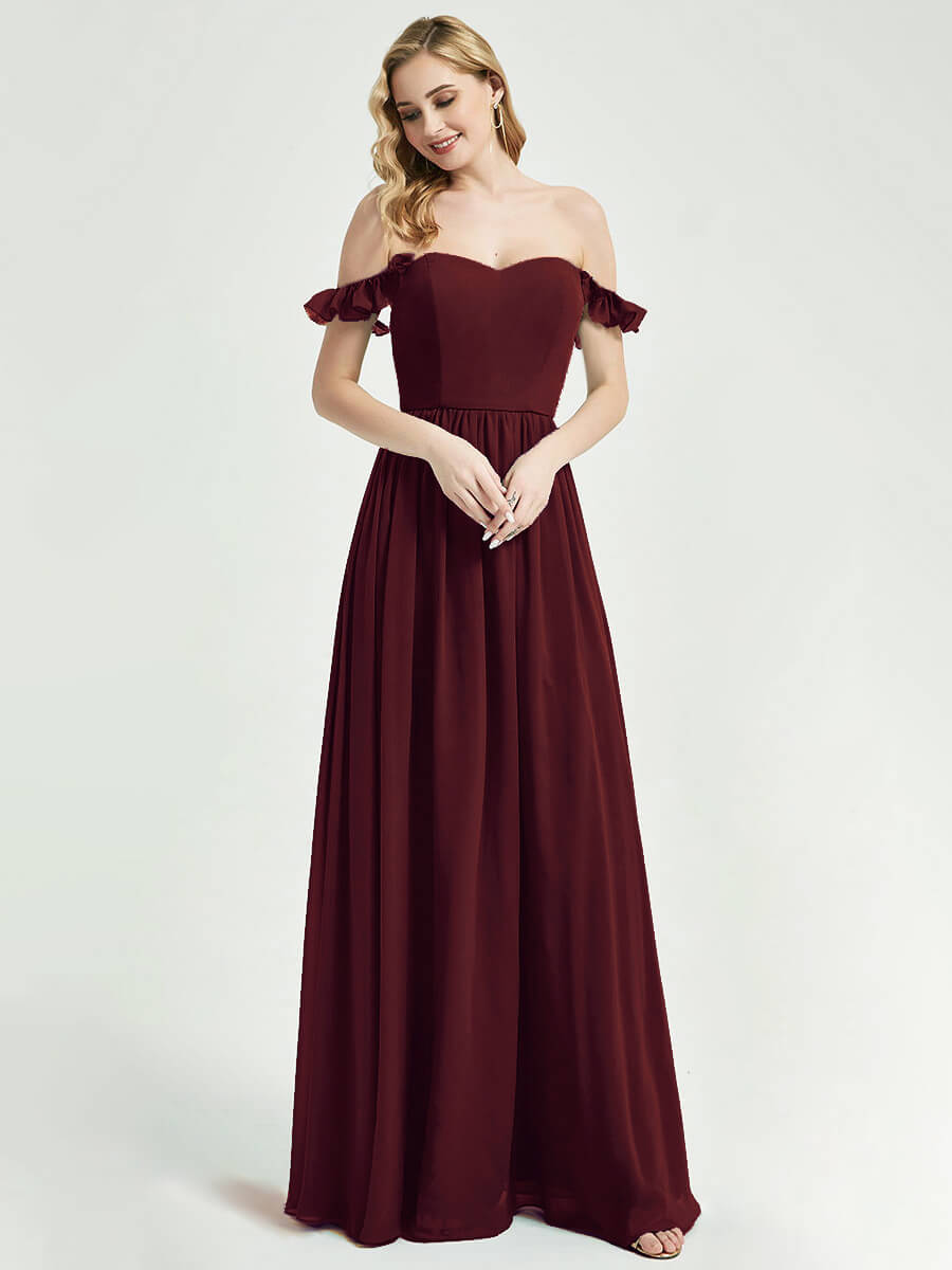 Burgundy CONVERTIBLE Chiffon Bridesmaid Dress-Wynne