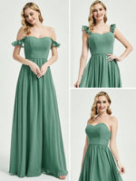 Eucalyptus 3 In 1 Detachable Straps Convertible Chiffon Bridesmaid Dress