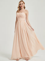 Pearl Pink Pleated Convertible Maxi Chiffon Bridesmaid Dress
