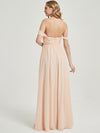 Pearl Pink Pleated Convertible Maxi Chiffon Bridesmaid Dress