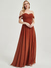 Rusty Red Pleated Convertible Maxi Chiffon Bridesmaid Dress