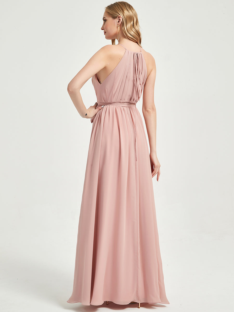 Eliza Floor length chiffon fabric bridesmaid dress