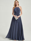 Halter Neck Slit Wrap Stormy Chiffon Bridesmaid Dress Floor Length