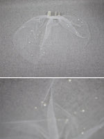 Tulle Beach Wedding Bridal Short Veil with Pearls V002xmj
