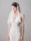 2-Layers Tulle Midi Wedding Veil With Pearls V607xmj