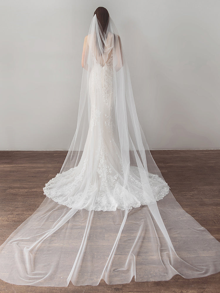 Super Long Tulle Wedding Veil V621xmj