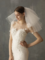 Vintage Fluffy Short Mesh Bridal Veil with V623xmj