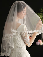 Flowers Tulle Wedding Bridal Veil Midi Length V651xmj