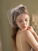 Vintage Short Mesh Bridal Veil with Bowtie V803xmj