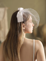 Vintage Short Mesh Bridal Veil with Bowtie V803xmj