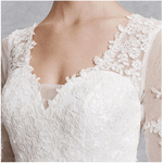 NZ Bridal V-neckline 3/4 Sleeves Sheer Lace and Tulle Plus Size Wedding Dress