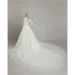 NZ Bridal [Final Sale]Beading Embroidery Stand Collar Long Sleeves Lace Plus Size Wedding Dress