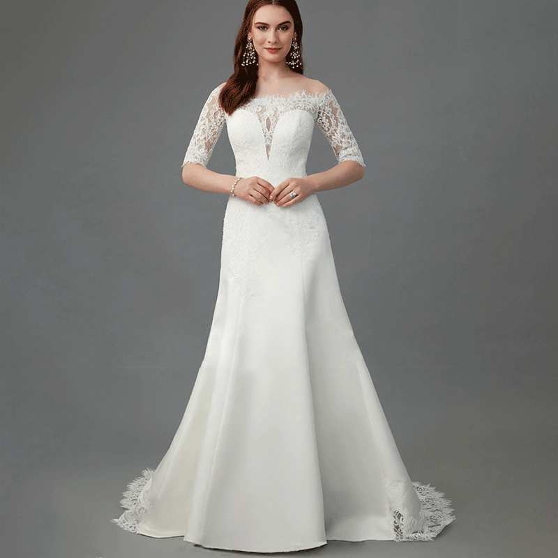 [Final Sale] Half Sleeve Lace Wedding Dress