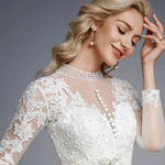 [Final Sale] XXL Illusion Applique Princess Wedding Dress