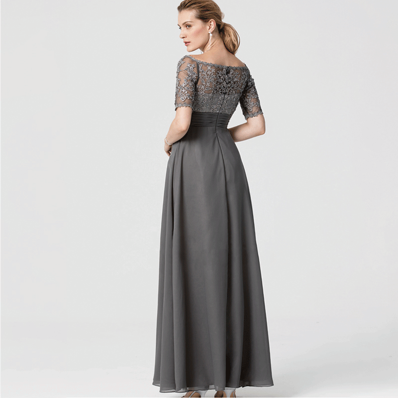 NZ Bridal Plus Size Off The Shoulder Embroidered Lace Illusion Bodice A-line Evening Gown