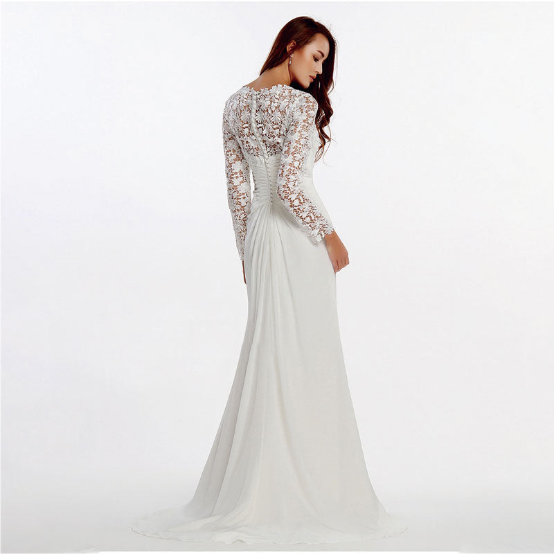 [Final Size] Size US18 Embroidery Lace Long Sleeve Wedding Gown – NZ Bridal
