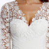 NZ Bridal Plus Size V-neckline Embroidery Lace Long Sleeve Faux Wrap Waist Wedding Gown