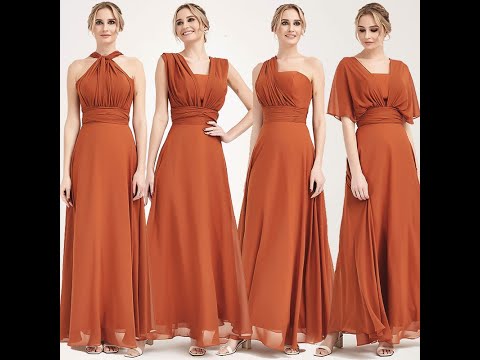 Convertible Chiffon Bridesmaid Dress Wrap Burnt Orange Maxi Gown