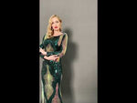 Green Gold Backless Sexy Sequins Mermaid Evening Dress