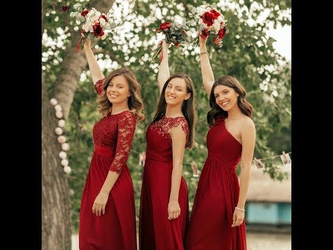[Final Sale] Burgundy Chiffon Lace Open Back Elegant Long Formal Occasion Party Gown