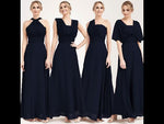 Dark Navy Convertible Chiffon Bridesmaid Dress Wrap Floor Length Gown